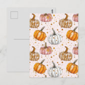 waterverf pompoen herfst patroon briefkaart (Voorkant / Achterkant)