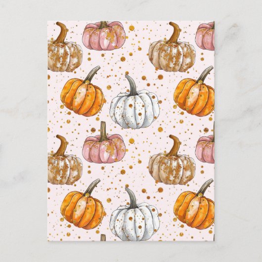 waterverf pompoen herfst patroon briefkaart (Voorkant)