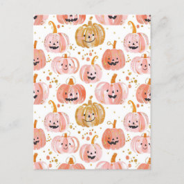 waterverf pompoen herfst patroon briefkaart