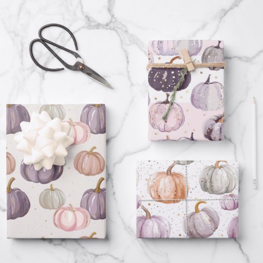 Waterverf Pompoen Herfst Patroon Inpakpapier Vel (Voorkant)