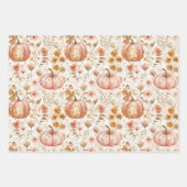 Waterverf Pompoen Herfst Patroon Inpakpapier Vel (Voorkant 3)