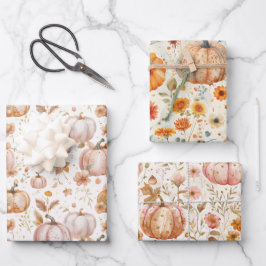 Waterverf Pompoen Herfst Patroon Inpakpapier Vel