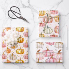 Waterverf Pompoen Herfst Patroon Inpakpapier Vel