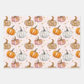 Waterverf Pompoen Herfst Patroon Inpakpapier Vel (Voorkant 3)