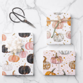 Waterverf Pompoen Herfst Patroon Inpakpapier Vel