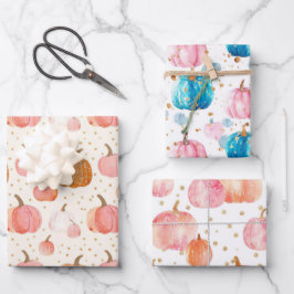 Waterverf Pompoen Herfst Patroon Inpakpapier Vel