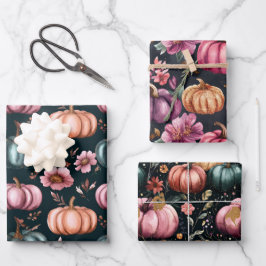 Waterverf Pompoen Herfst Patroon Inpakpapier Vel