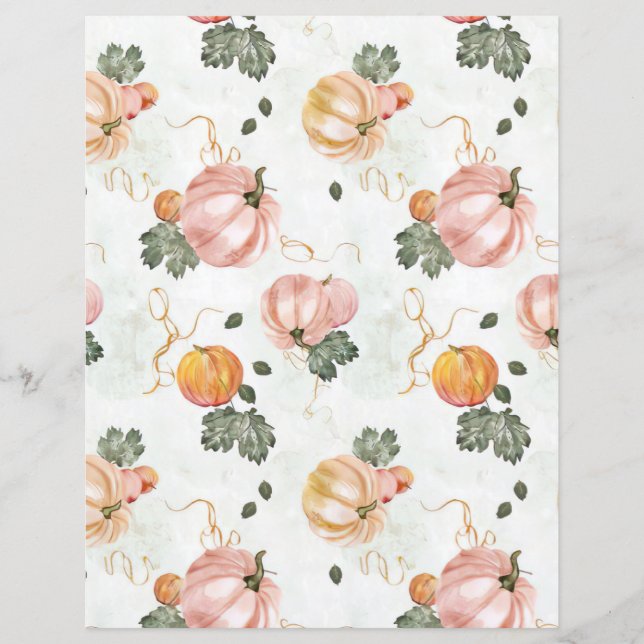 waterverf pompoen herfst patroon plakboek papier (Voorkant)