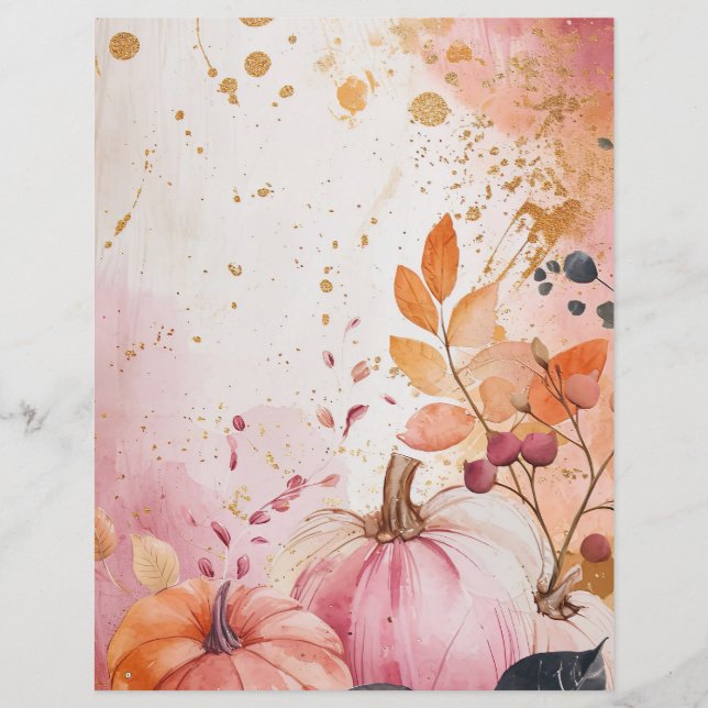 waterverf pompoen herfst patroon plakboek papier (Voorkant)