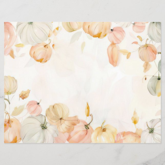 waterverf pompoen herfst patroon plakboek papier (Voorkant)