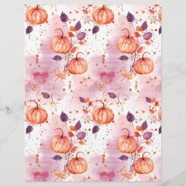 waterverf pompoen herfst patroon plakboek papier (Voorkant)