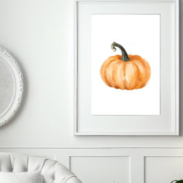 Waterverf Pompoen Herfst Print – Oranje Pompoen