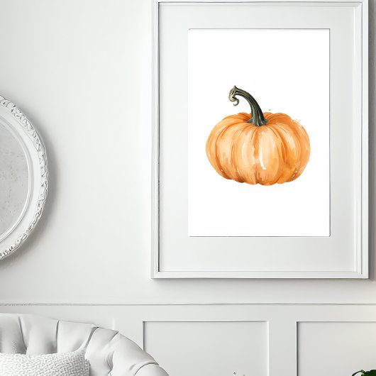 Waterverf Pompoen Herfst Print – Oranje Pompoen