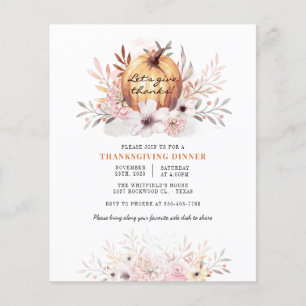 Waterverf pompoen Herfst Thanksgiving Flyer