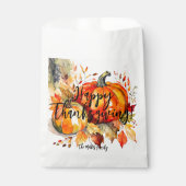 Waterverf pompoen herfstbladeren Thanksgivin Bedankzakje (Voorkant)