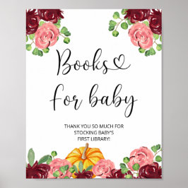 Waterverf pompoen, herfsten boeken voor baby poster