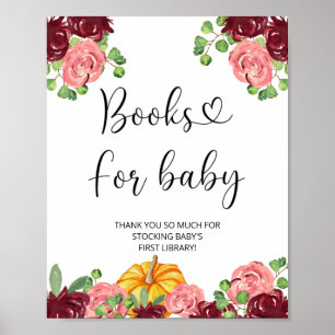 Waterverf pompoen, herfsten boeken voor baby poster
