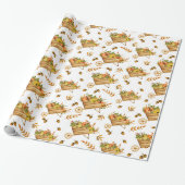 Waterverf pompoen herfstpatroon cadeaupapier (Uitgerold)
