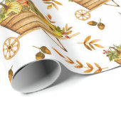 Waterverf pompoen herfstpatroon cadeaupapier (Rol Hoek)
