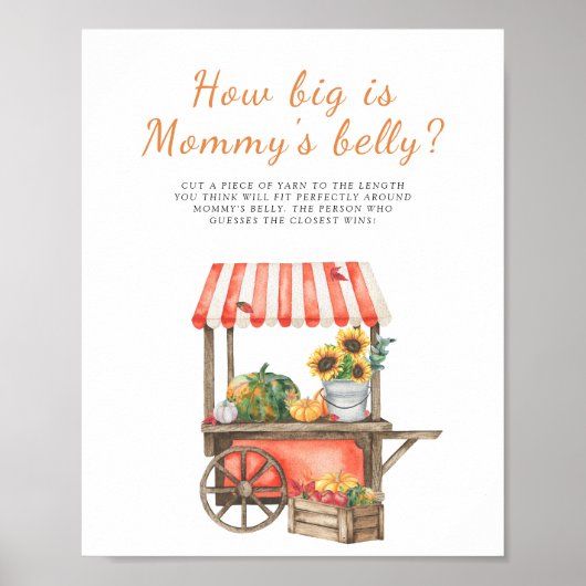 Waterverf pompoen Hoe groot is mama's buikspel Poster (Voorkant)