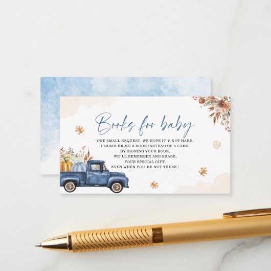 Waterverf pompoen is onderweg baby shower Boo Informatiekaartje (Voorkant / Achterkant in situ)