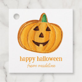 Waterverf Pompoen Jack-o-Lantern Cookie Halloween Bedankjes Labels