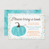 Waterverf Pompoen Jongen Baby shower Breng een Boe Informatiekaartje (Voorkant / Achterkant)