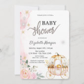 Waterverf pompoen koets polka dots Baby shower Kaart (Voorkant)