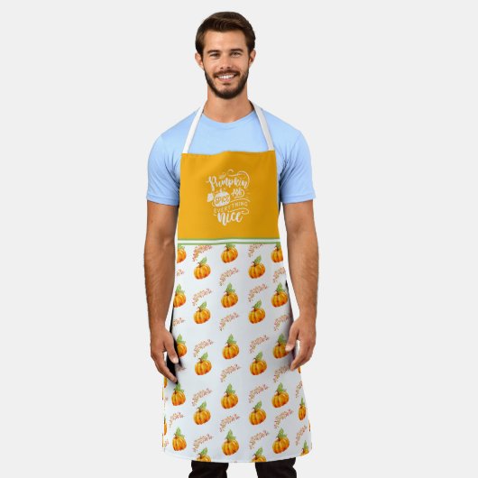 Waterverf pompoen kruid en alles mooi schort (Gedragen)