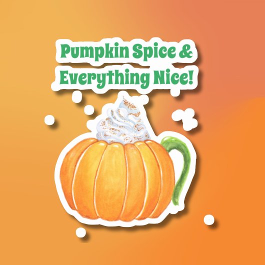 Waterverf Pompoen Kruidige Latte  Sticker