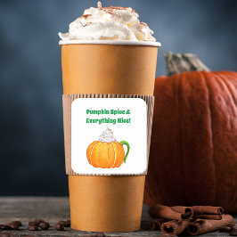 Waterverf Pompoen Kruidige Latte Vierkante Sticker