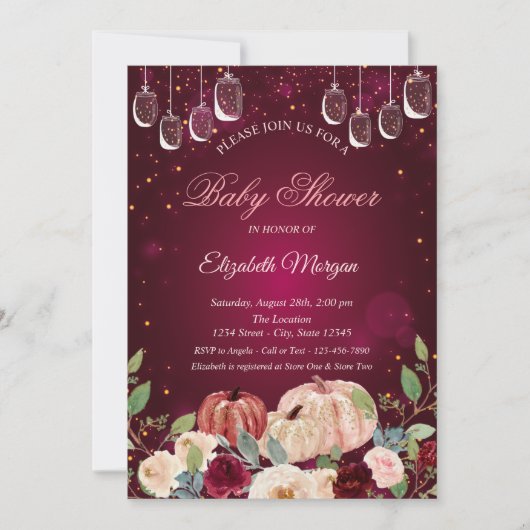 Waterverf pompoen, lampjes, Baby shower Kaart (Voorkant)