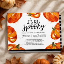 Waterverf Pompoen Laten we Spooky Halloween krijge