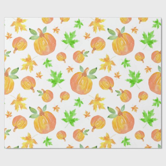 Waterverf Pompoen & Maple Leaf Pattern Cadeaupapier (Vlak)