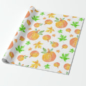 Waterverf Pompoen & Maple Leaf Pattern Cadeaupapier (Uitgerold)