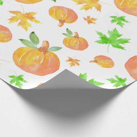 Waterverf Pompoen & Maple Leaf Pattern Cadeaupapier (Hoek)