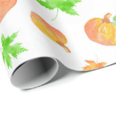 Waterverf Pompoen & Maple Leaf Pattern Cadeaupapier (Rol Hoek)