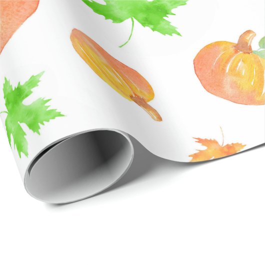 Waterverf Pompoen & Maple Leaf Pattern Cadeaupapier (Rol Hoek)