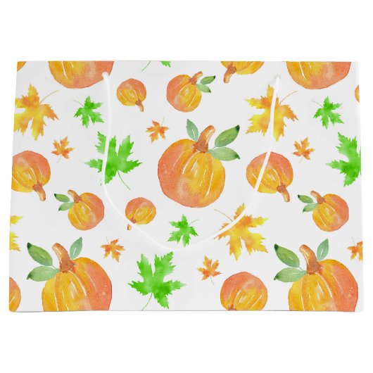 Waterverf Pompoen & Maple Leaf Pattern Groot Cadeauzakje (Voorkant)