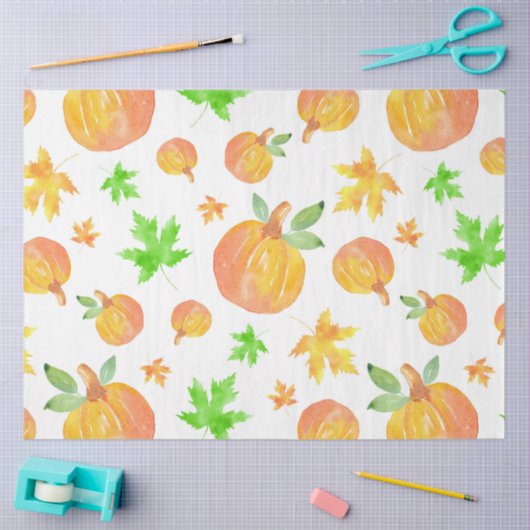 Waterverf Pompoen & Maple Leaf Pattern Tissuepapier (Craft)