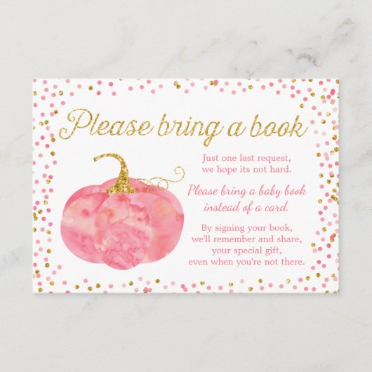 Waterverf Pompoen Meisje Baby shower Breng een Boe Informatiekaartje (Voorkant)