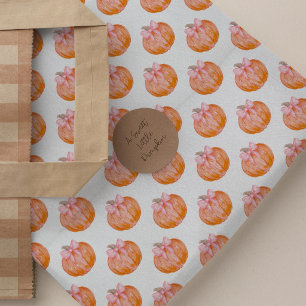 Waterverf Pompoen met Roze Strik Patroon Tissuepapier