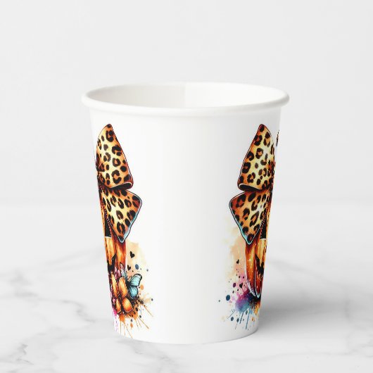 Waterverf pompoen met strik papieren bekers (Links)