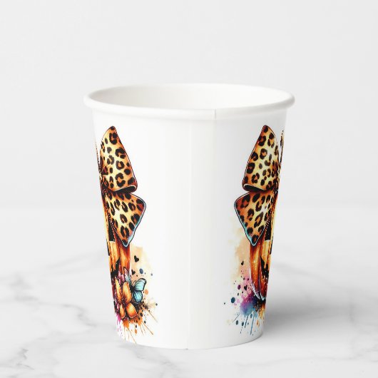 Waterverf pompoen met strik papieren bekers (Rechts)