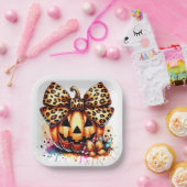 Waterverf Pompoen met strik Papieren Bordje (Feest)