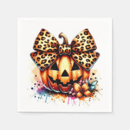 Waterverf pompoen met strik servet