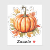 Waterverf Pompoen op esdoorn bladeren Sticker (Vel)