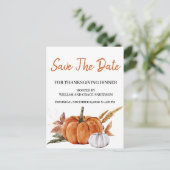 Waterverf pompoen Opslaan Datum Thanksgiving Briefkaart (Staand voorkant)