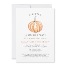 Waterverf Pompoen Oranje Baby Shower