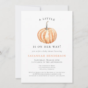 Waterverf Pompoen Oranje Baby Shower Kaart